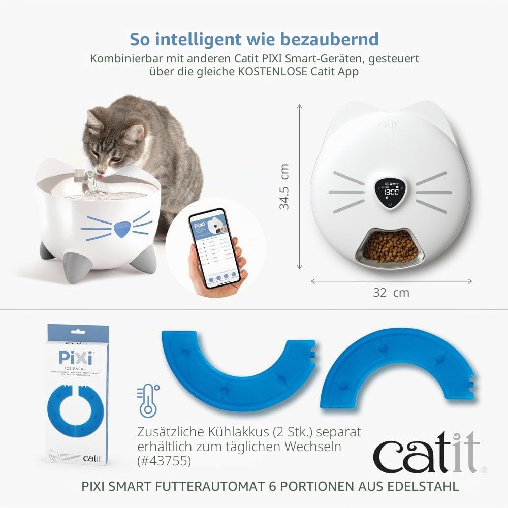 catit-pixi-intelligenter-futternapf-f-r-6-portionen-mit-edelstahlschale image 6