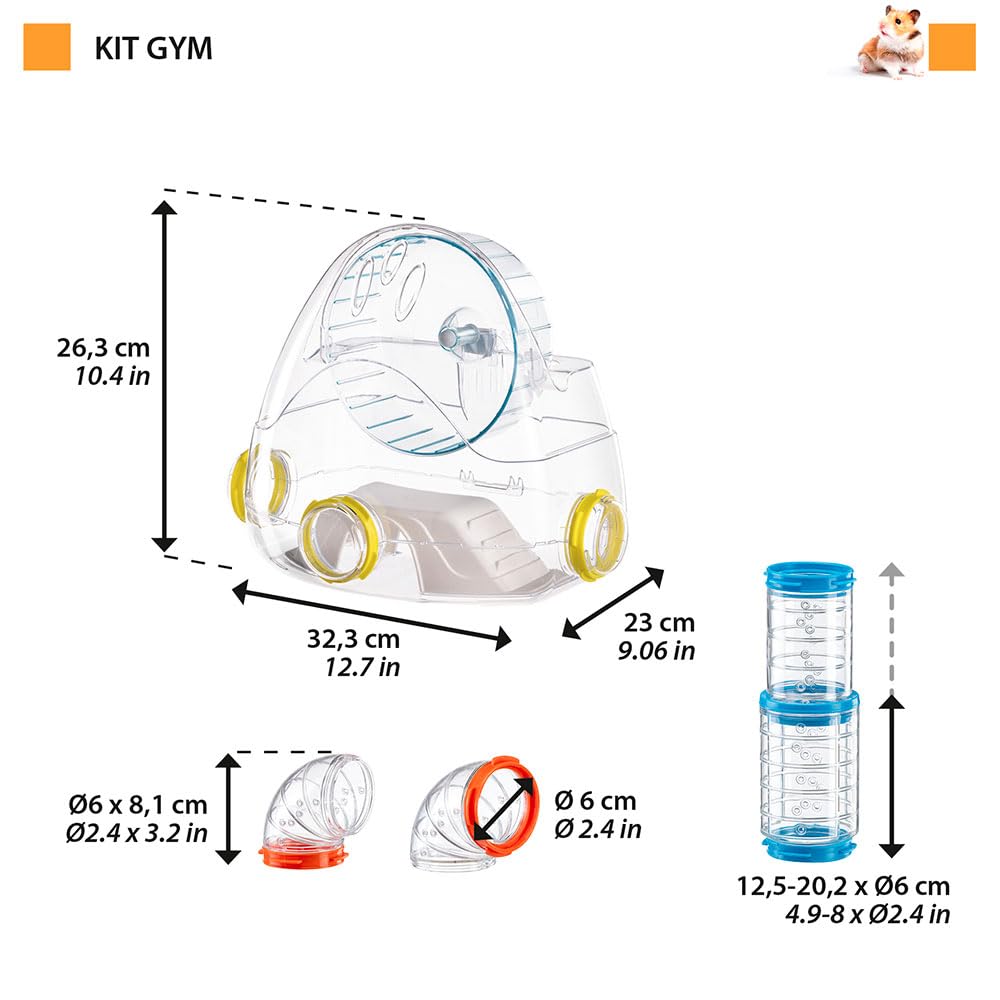 ferplast-kit-gym-hamster-r-hren-set-4-teilig-mit-fitnessstation-laufrad-und-tunn image 2