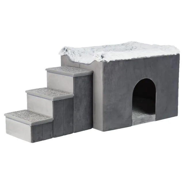 trixie-h-hle-harvey-mit-treppe-135-x-47-x-50-cm-grau-wei-schwarz image 1