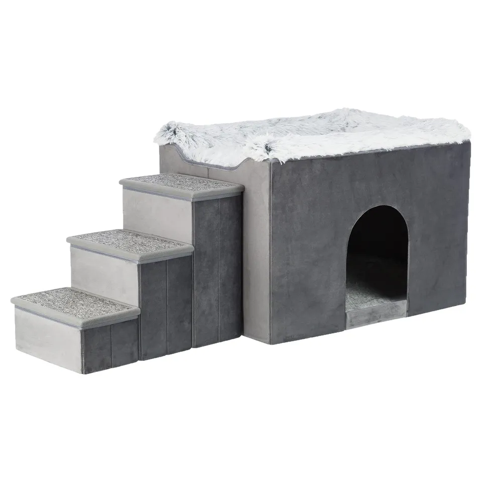 trixie-h-hle-harvey-mit-treppe-135-x-47-x-50-cm-grau-wei-schwarz image 1