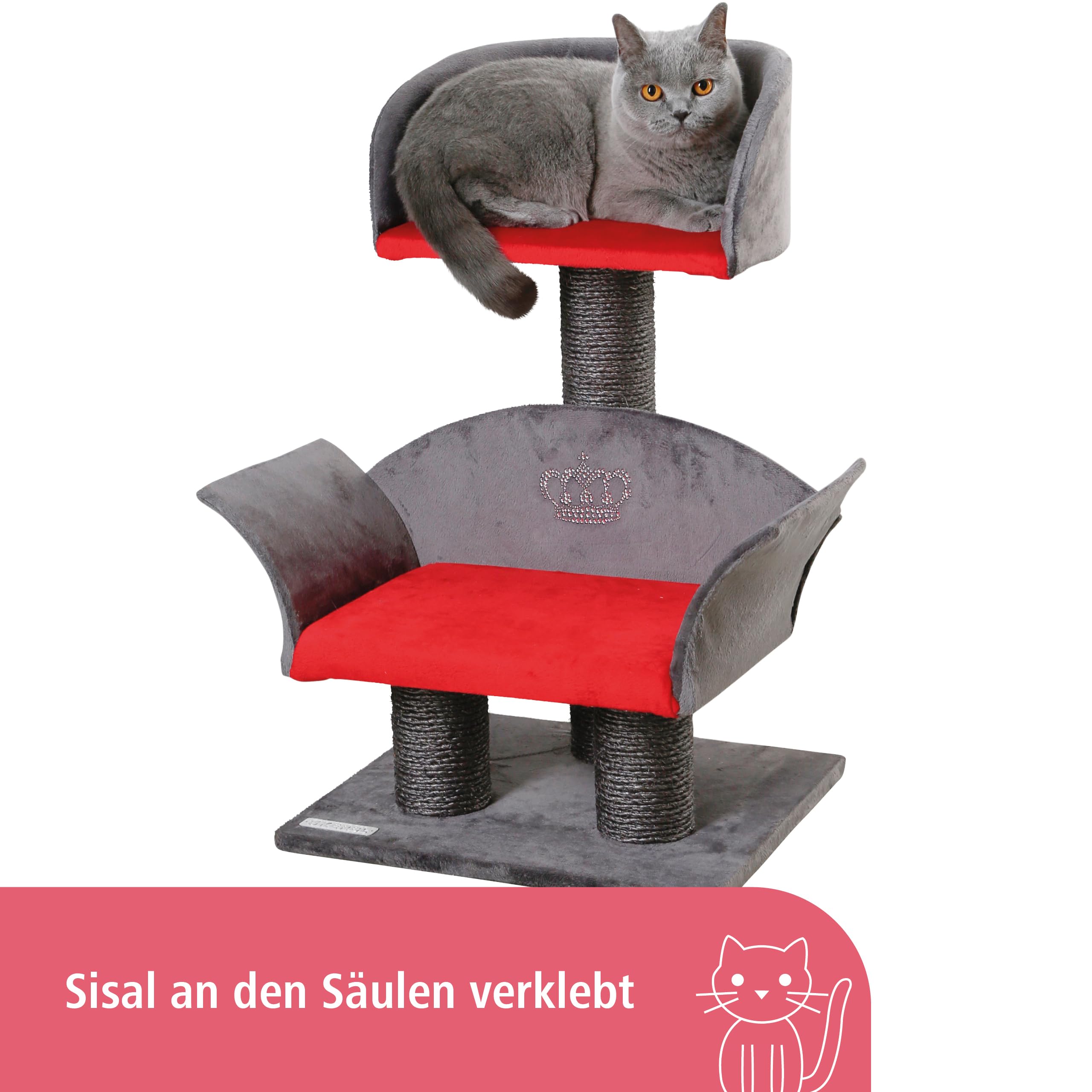 kerbl-pet-kratzbaum-lounge-deluxe-70-cm-grau-rot image 2
