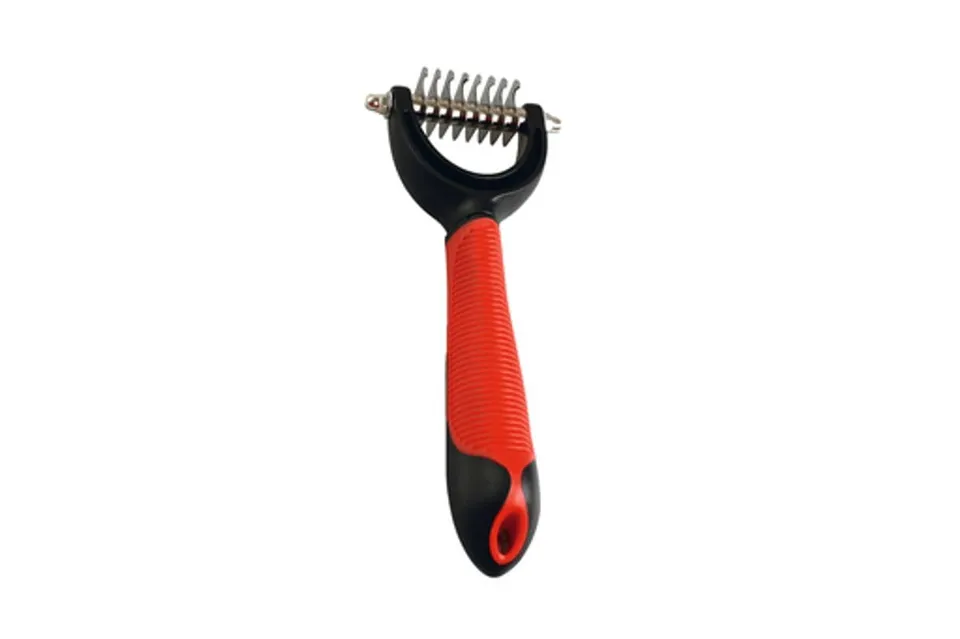 karlie-entfilzer-mit-griff-hundekamm-rot-schwarz-8x7x4-cm image 1