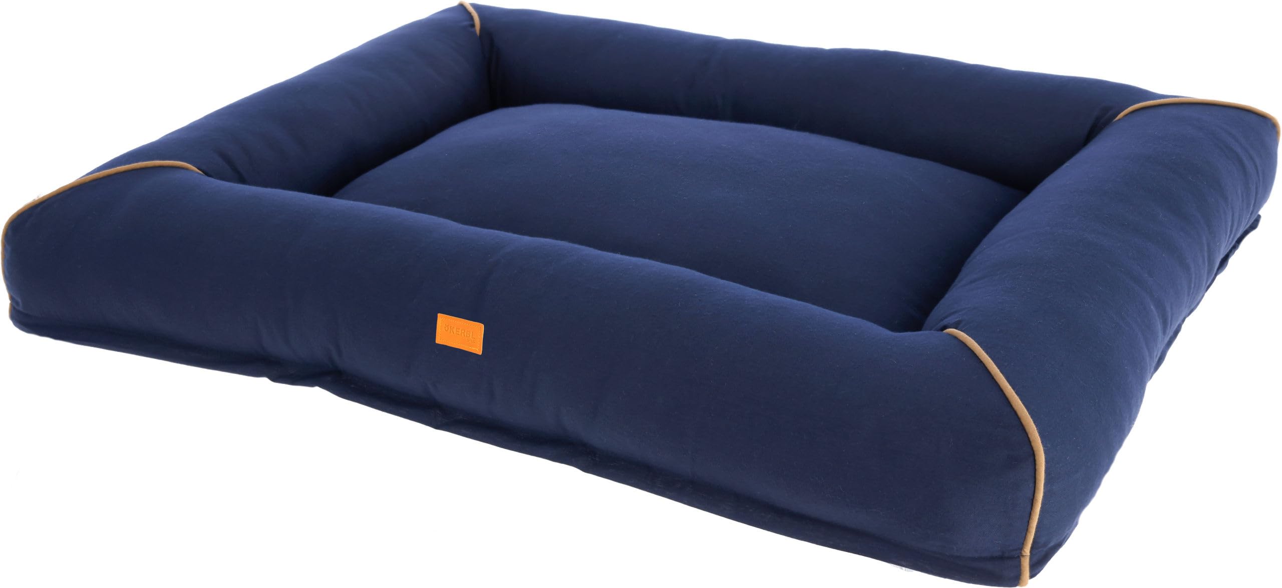 kerbl-pet-kuschelbett-jerome-dunkelblau-cognac-75x60x10-cm-hundebett image 7