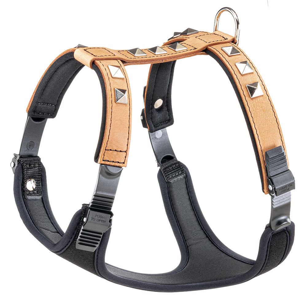 ferplast-giotto-luxor-hundegeschirr-medium-beige-echtleder-mit-nieten image 1