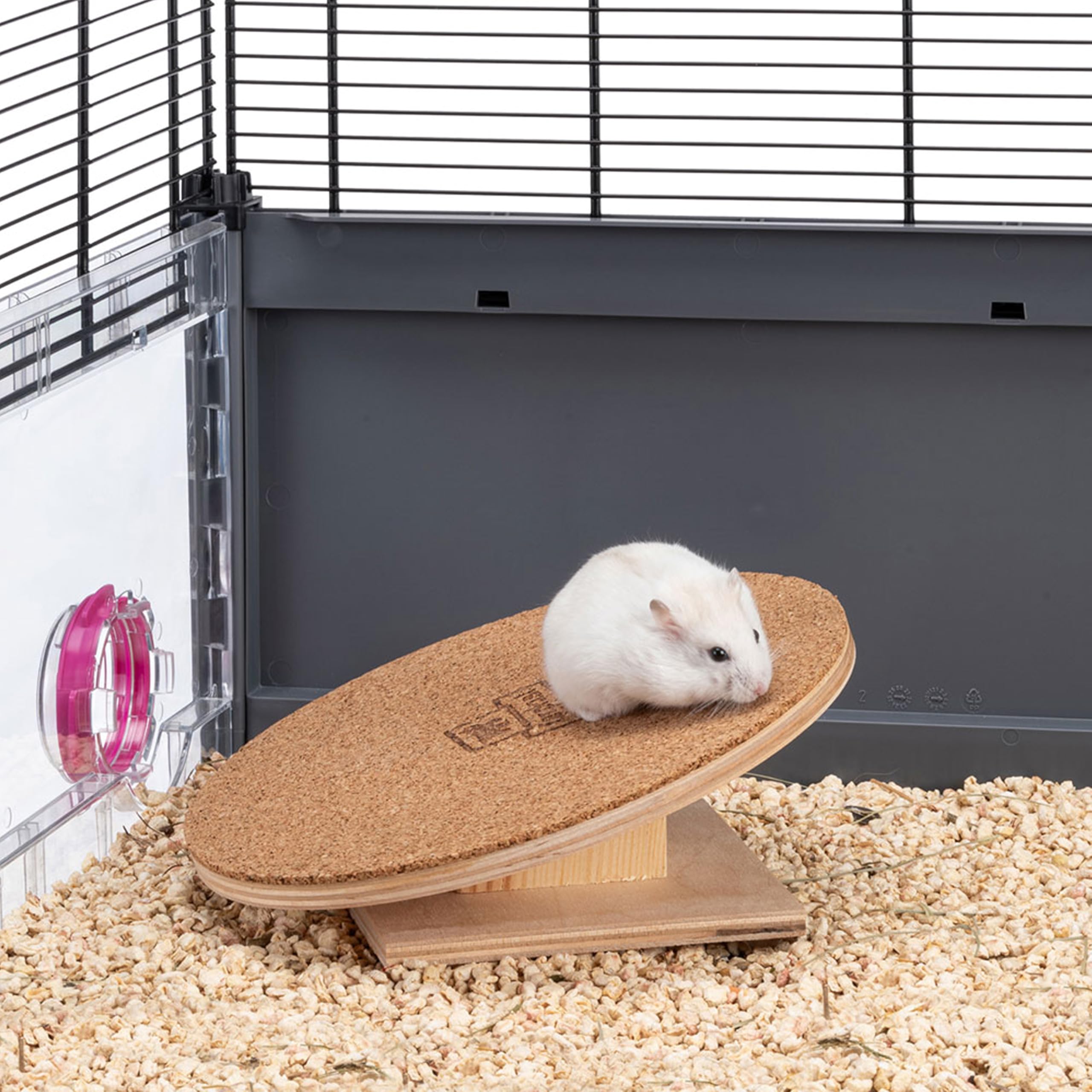 ferplast-arcade-disk-hamster-laufrad-holz-20-cm-mit-kork-lauffl-che image 2