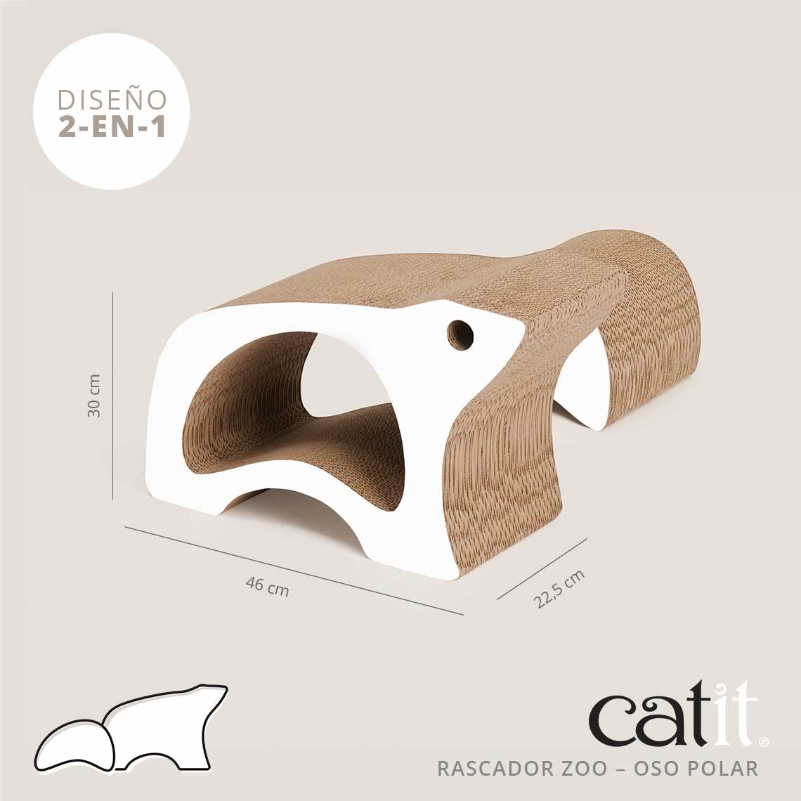 catit-zoo-eisb-r-2-in-1-kratzer-aus-wellpappe-wei-mit-catnip image 2