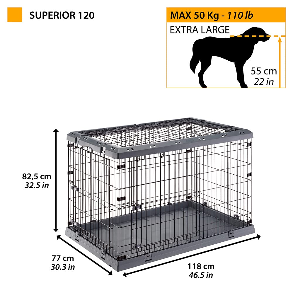 ferplast-superior-120-hundebox-metall-faltbar-118-x-77-x-82-5-cm-mit-trenngitter image 2