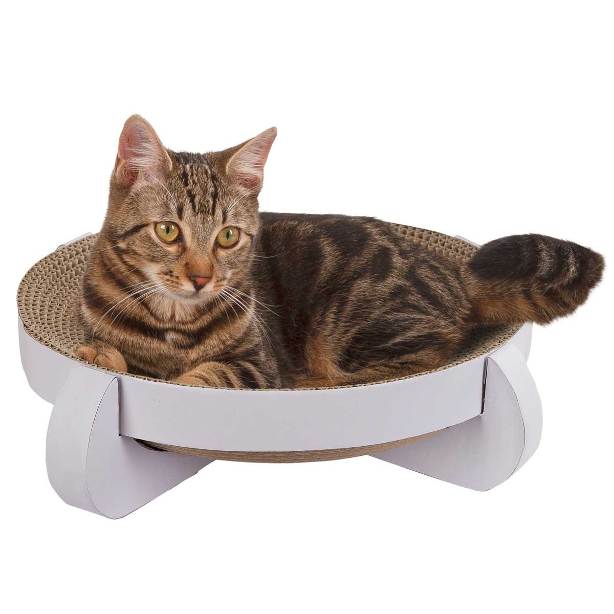 kerbl-pet-katzenkratzbrett-platinum-wei-35-x-35-x-10-cm-mit-catnip image 1