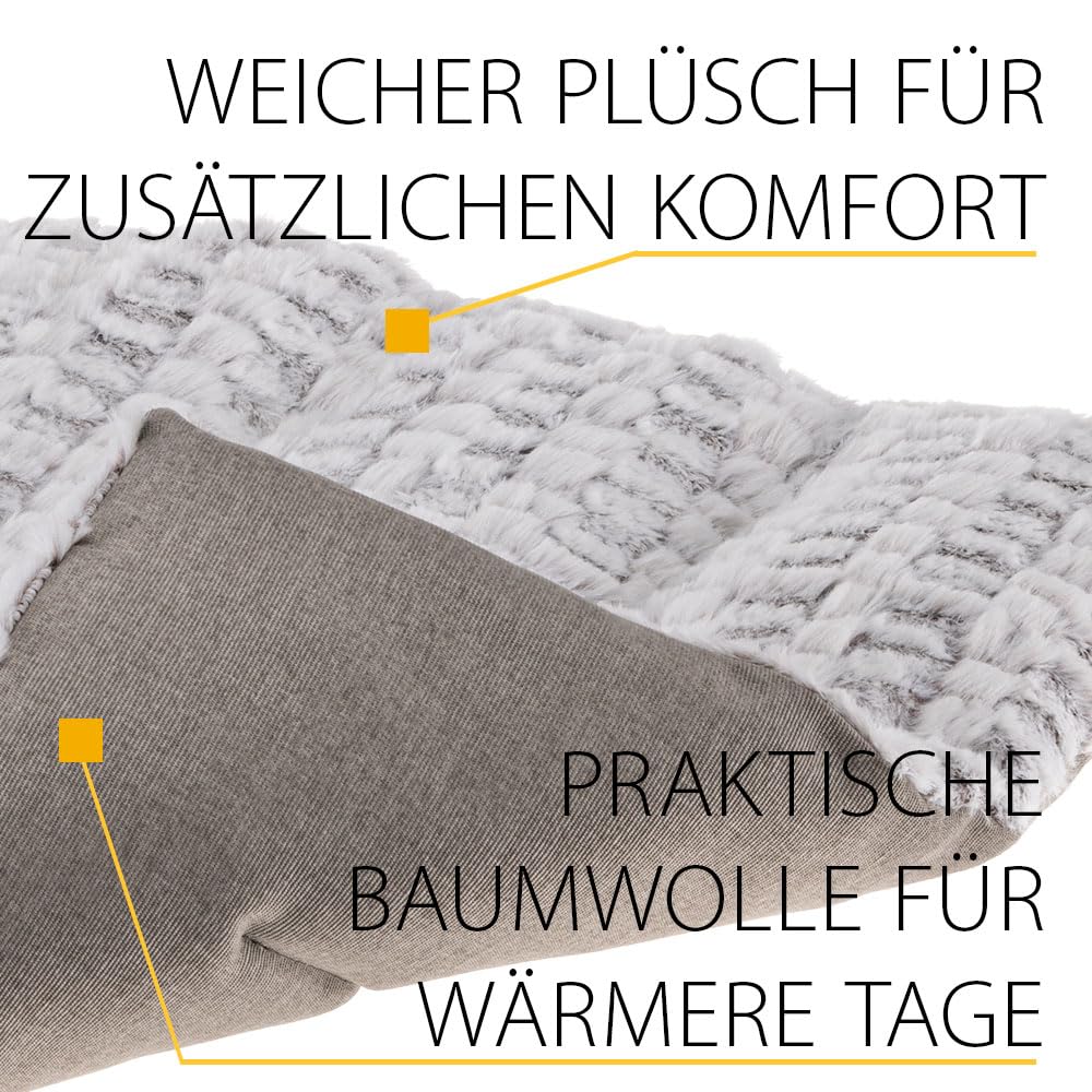 ferplast-vanille-hundekissen-hundebett-zweiseitig-pl-sch-und-baumwolle-grau-61-x image 5