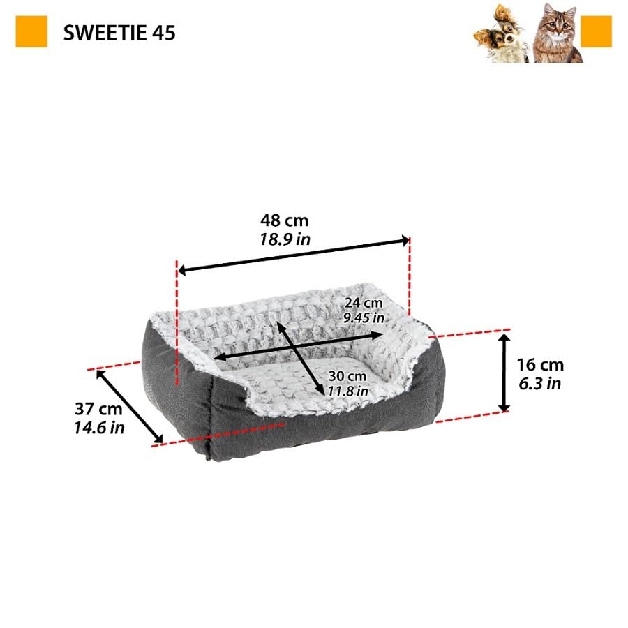 ferplast-hunde-und-katzenbett-mit-rand-grau-wei-48-x-37-x-16-cm image 6