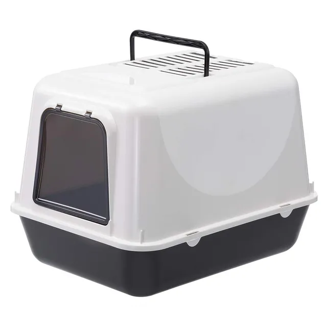 ferplast-clear-cat-20-katzentoilette-mit-deckel-39-5-x-52-5-x-h-38-cm-schwarz-in image 1