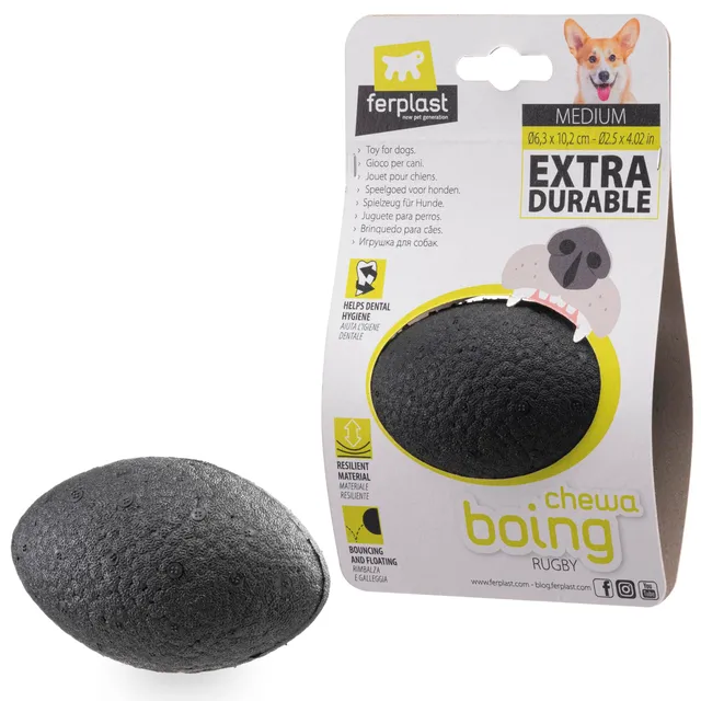 ferplast-chewa-boing-rugby-hundespielzeug-m-schwarz-10-cm-schwimmend image 1