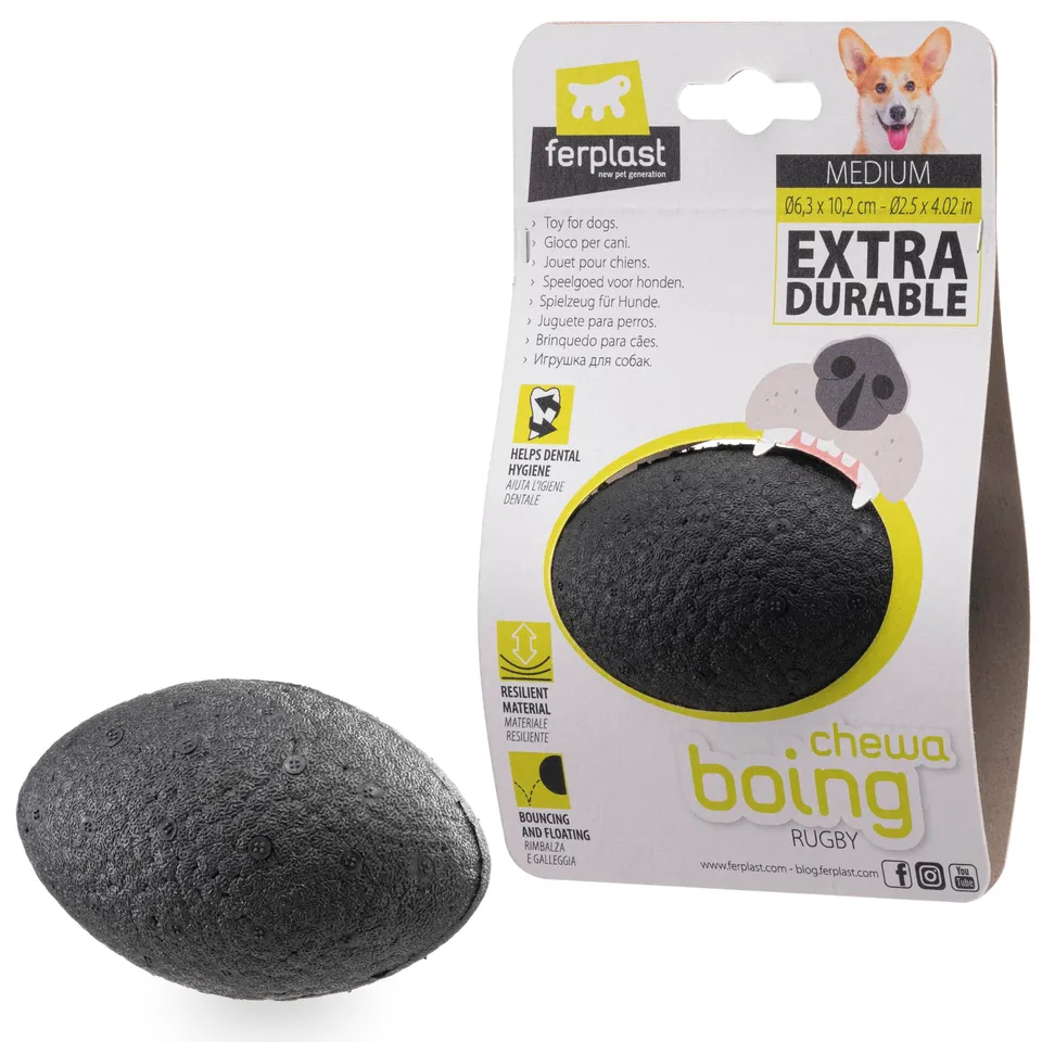 ferplast-chewa-boing-rugby-hundespielzeug-m-schwarz-10-cm-schwimmend image 1