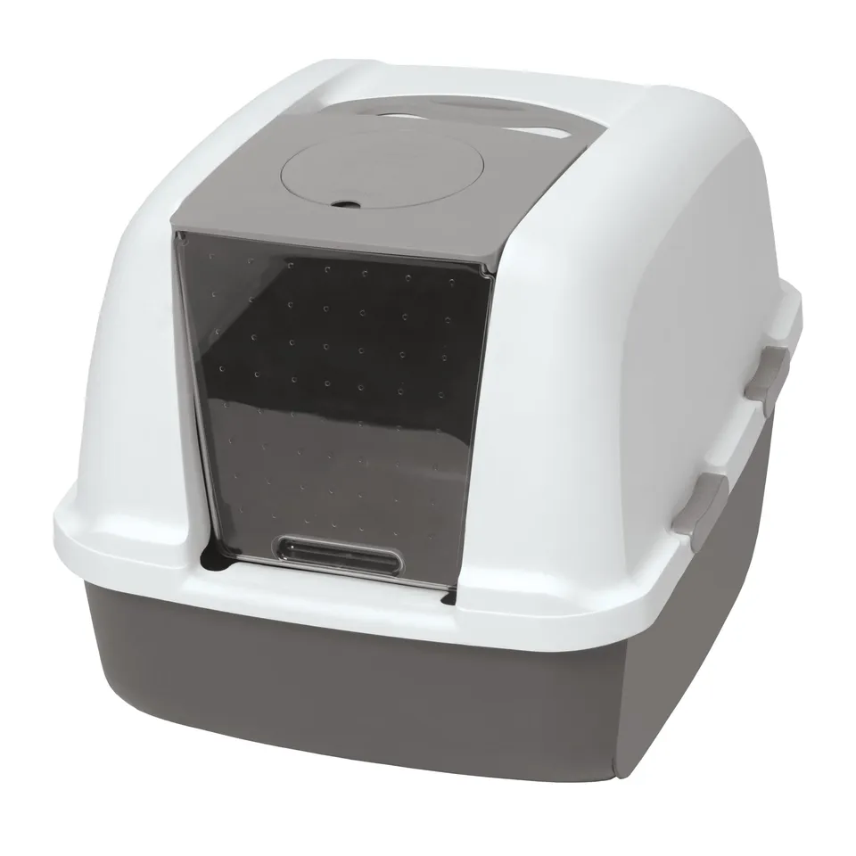 catit-jumbo-katzentoilette-mit-abdeckung-wei-grau-haubentoilette-mit-t-r-und-fil image 1