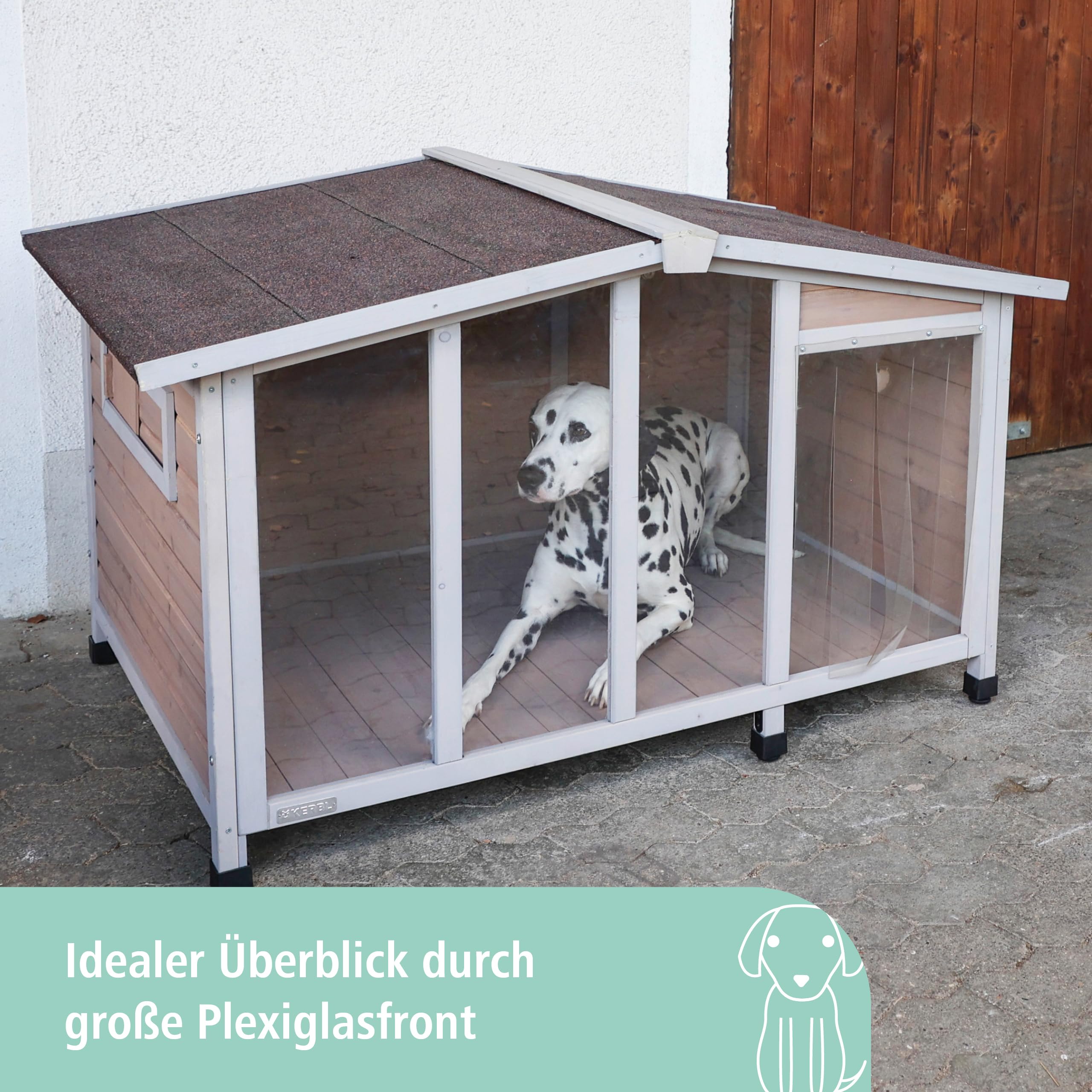 kerbl-pet-hundeh-tte-overview-mit-schiebefenstern-134-x-92-x-82-cm-wetterfest image 4
