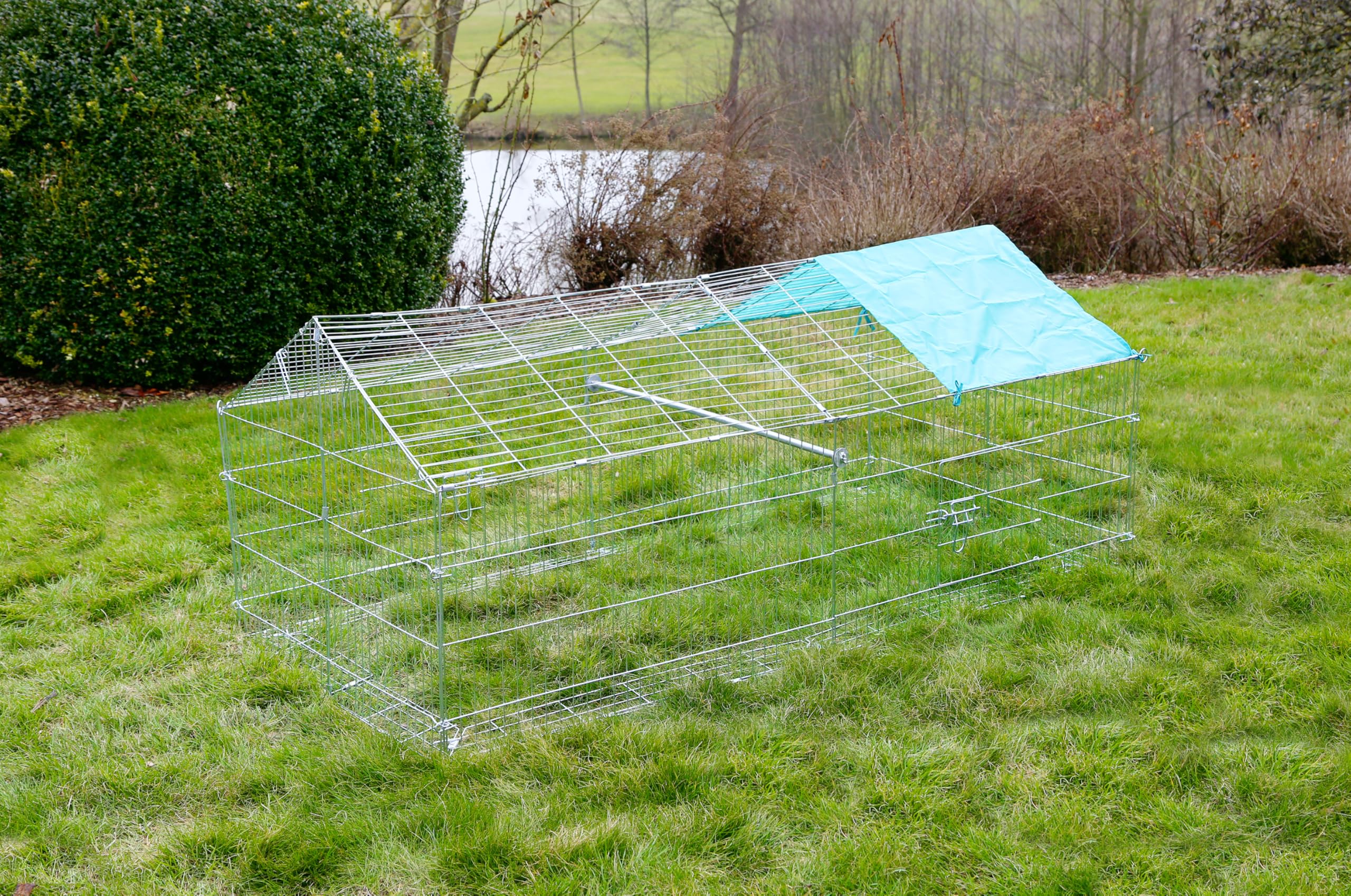 kerbl-pet-freilaufgehege-180x90x75-cm-verzinkt-mit-spitzdach-und-sonnenschutz image 1