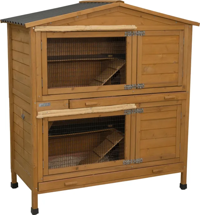 kerbl-pet-nagerhaus-appartement-pro-118x61x130-cm-holz-lasiert-f-r-2-kaninchen image 1