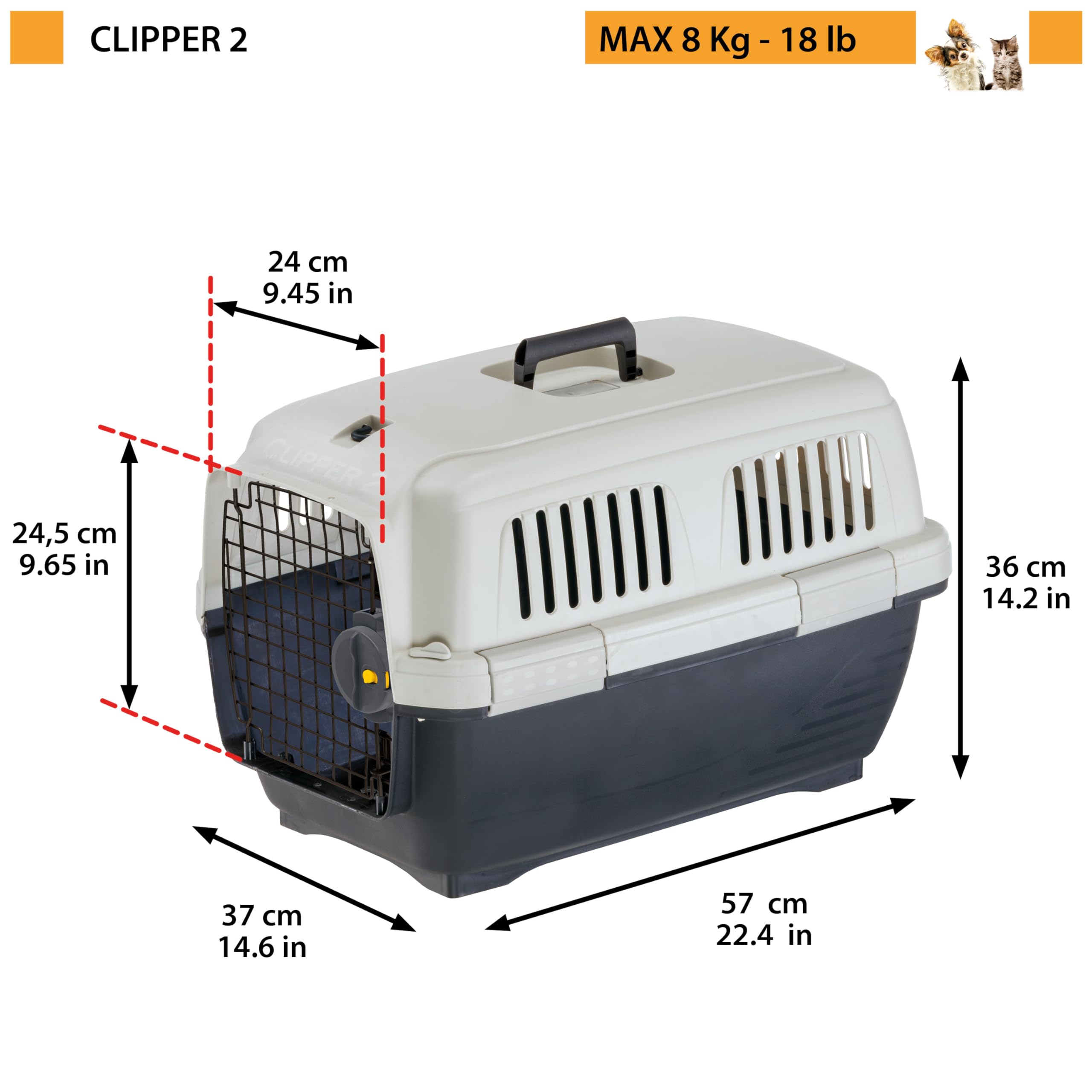 ferplast-clipper-2-transportbox-f-r-katze-und-kleinen-hund-bis-8-kg-57-x-37-x-36 image 3