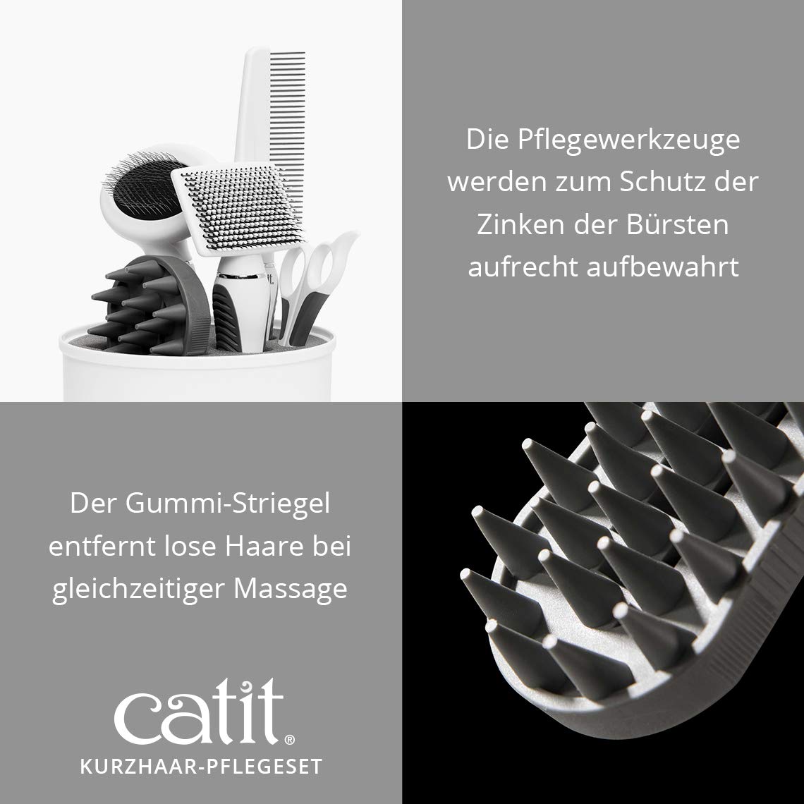 catit-senses-2-0-kurzhaar-fellpflege-set-f-r-katzen-5-teiliges-b-rsten-set image 5