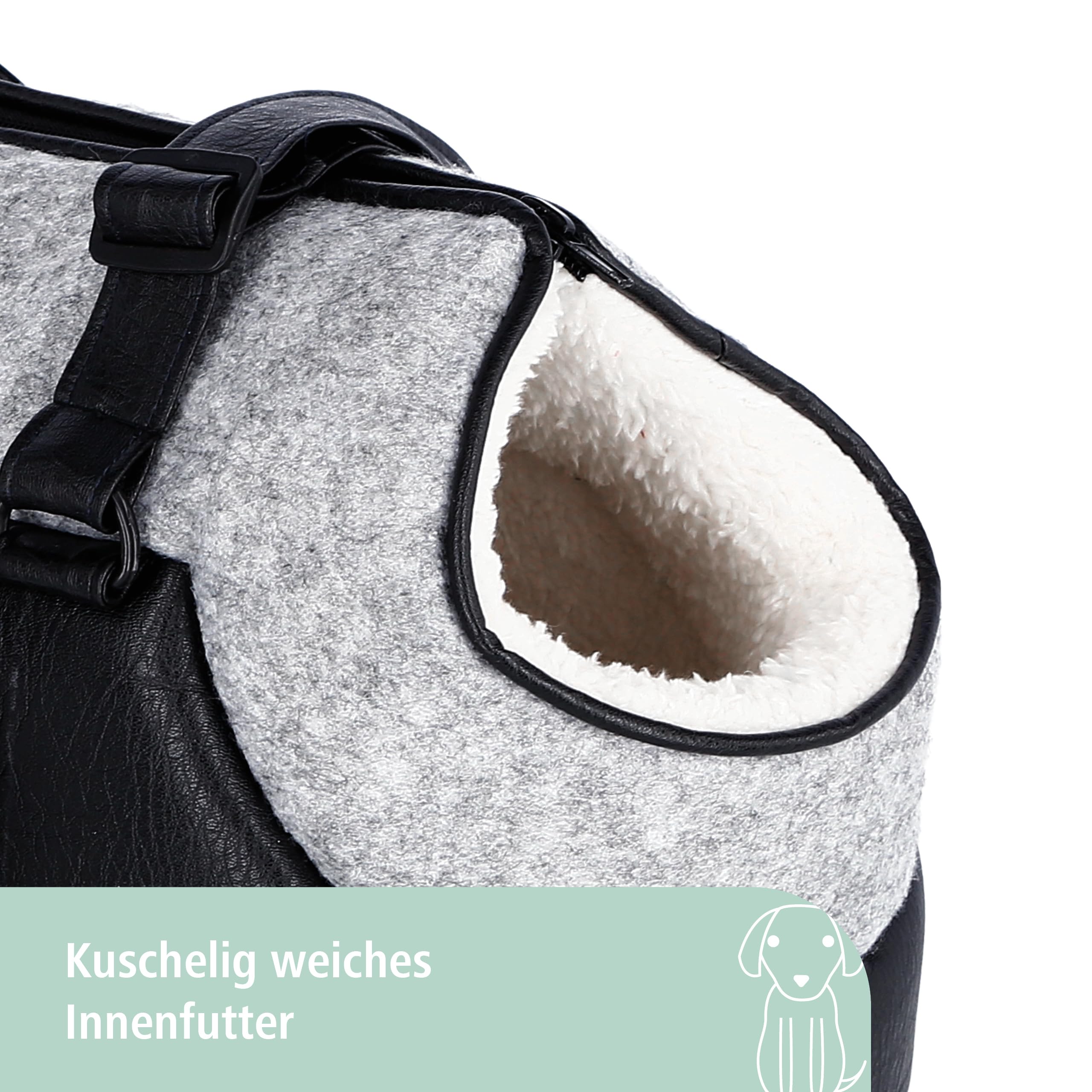 kerbl-pet-tragetasche-chiara-hundetragetasche-46-x-23-x-25-cm-schwarz-grau-polye image 2