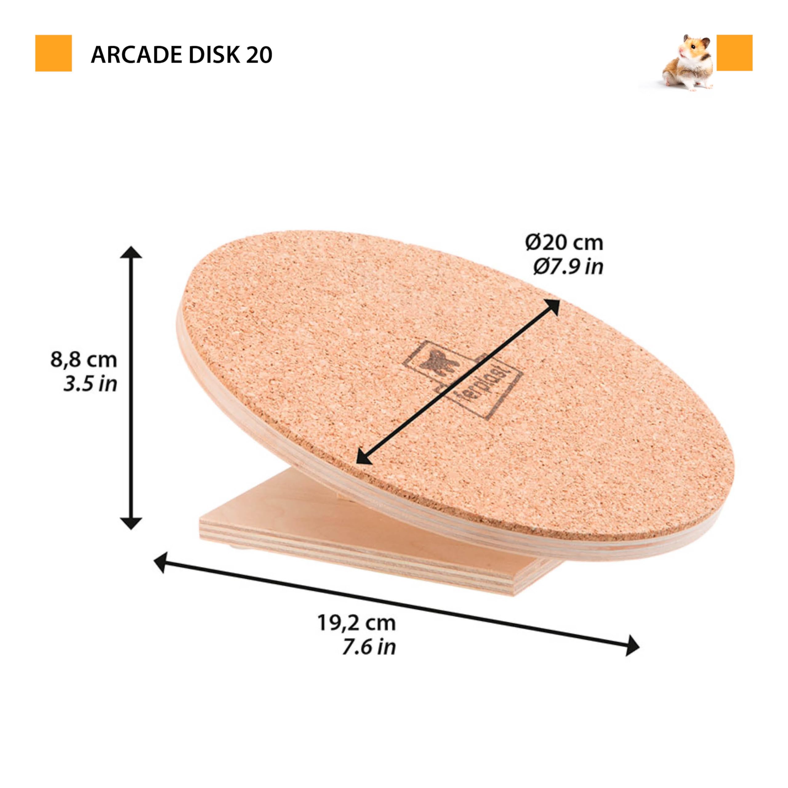 ferplast-arcade-disk-hamster-laufrad-holz-20-cm-mit-kork-lauffl-che image 3