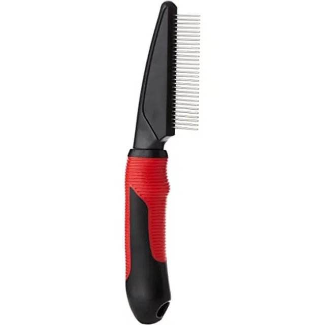 karlie-pflegekamm-mit-rotierenden-z-hnen-mittel-gummi-rot-schwarz-21x5-5-cm image 1