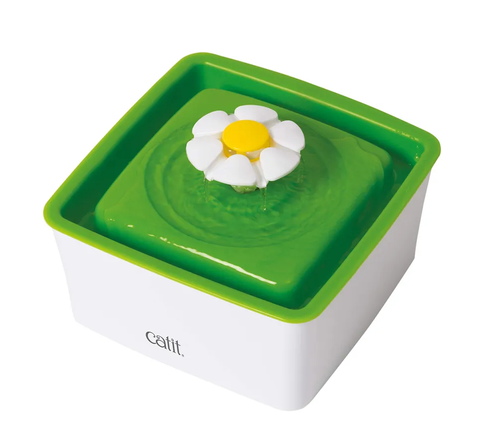 catit-flower-fountain-mini-blumentrinkbrunnen-f-r-katzen-1-5l-wei-gr-n image 1
