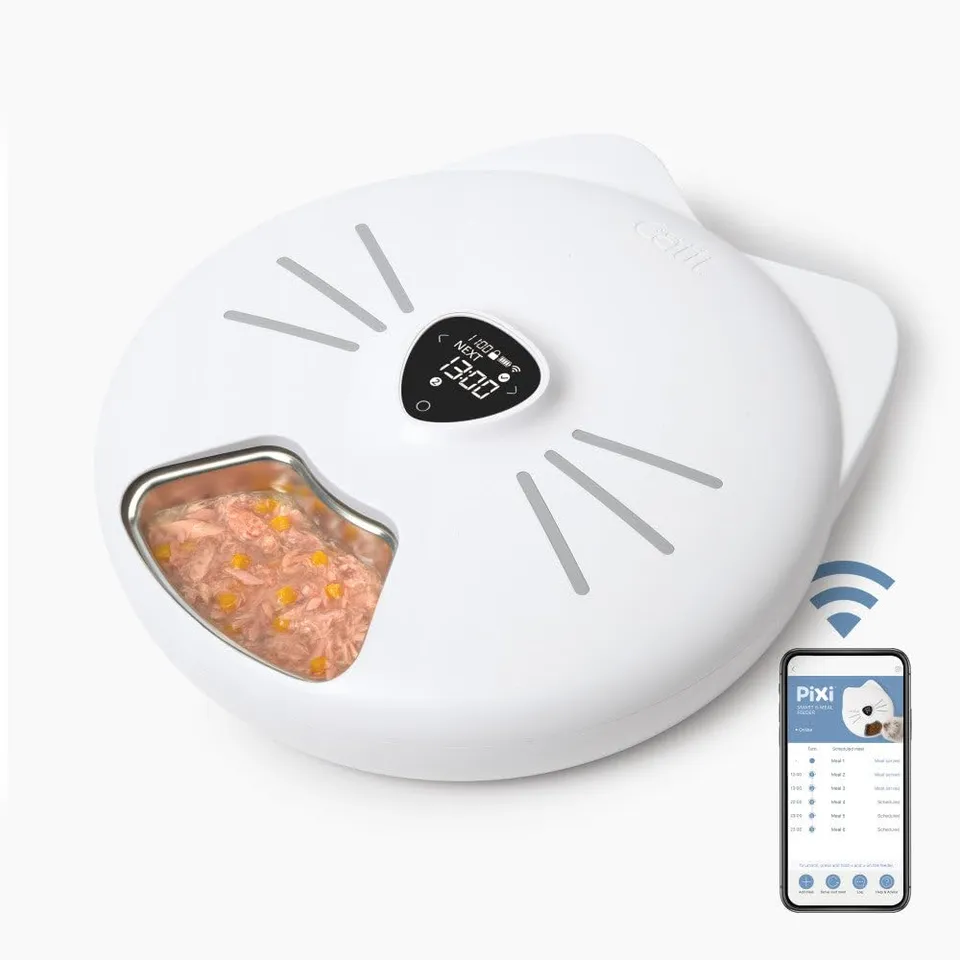 catit-pixi-intelligenter-futternapf-f-r-6-portionen-mit-edelstahlschale image 1