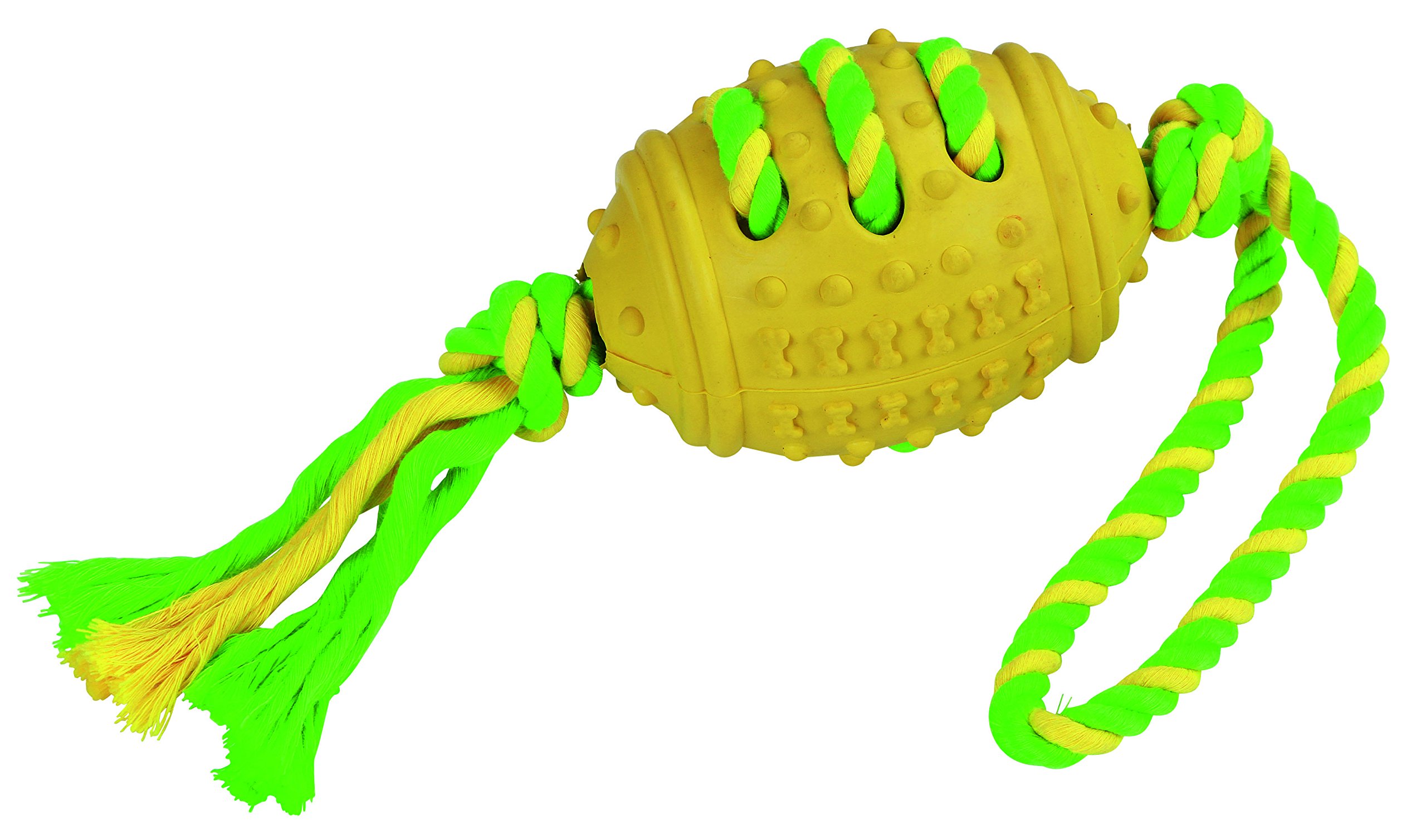 kerbl-pet-football-hundespielzeug-vollgummi-baumwolle-10-x-7-cm-gr-n-gelb image 1
