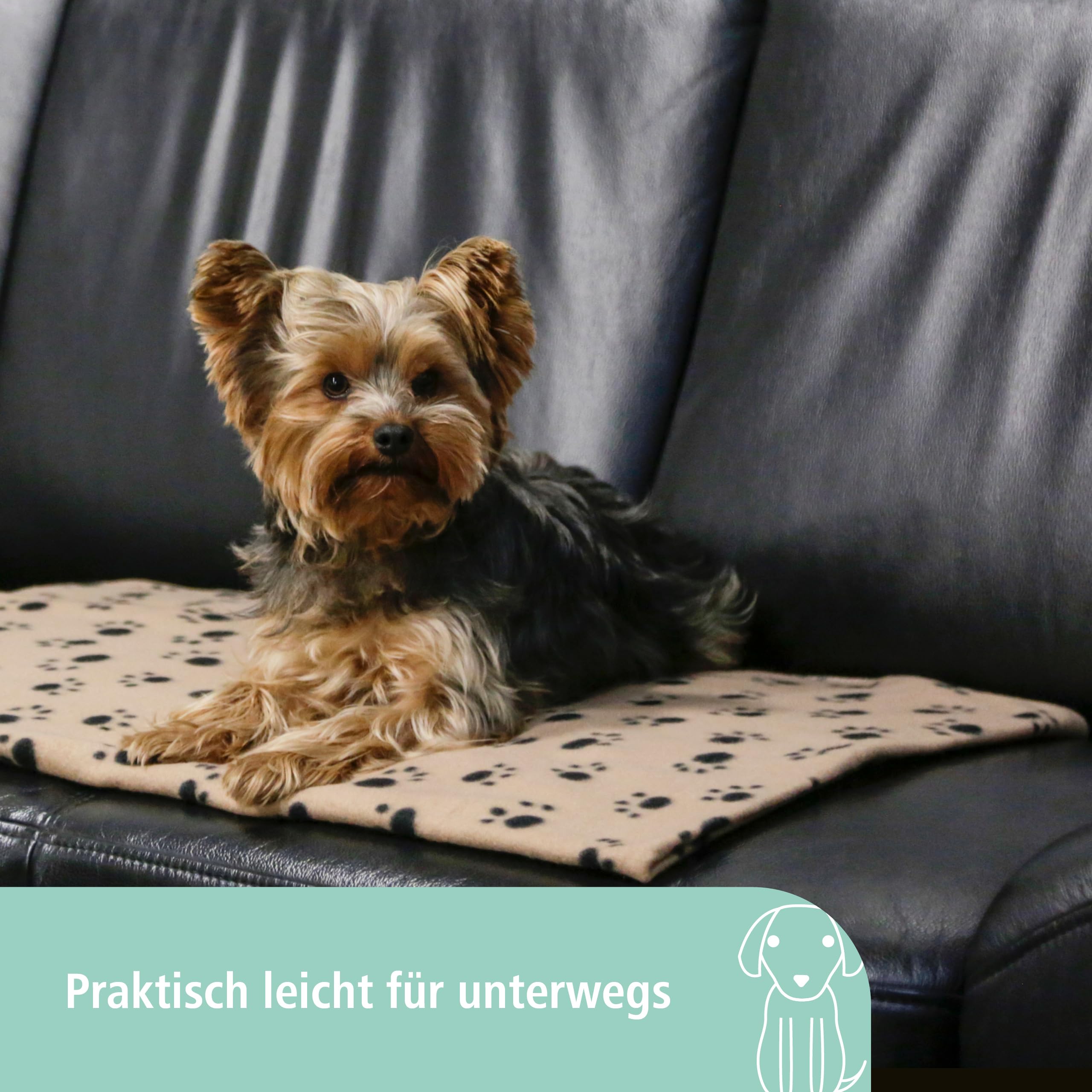 kerbl-pet-hundedecke-stella-mit-pfotenmotiv-fleece-beige-140-x-100-cm image 4