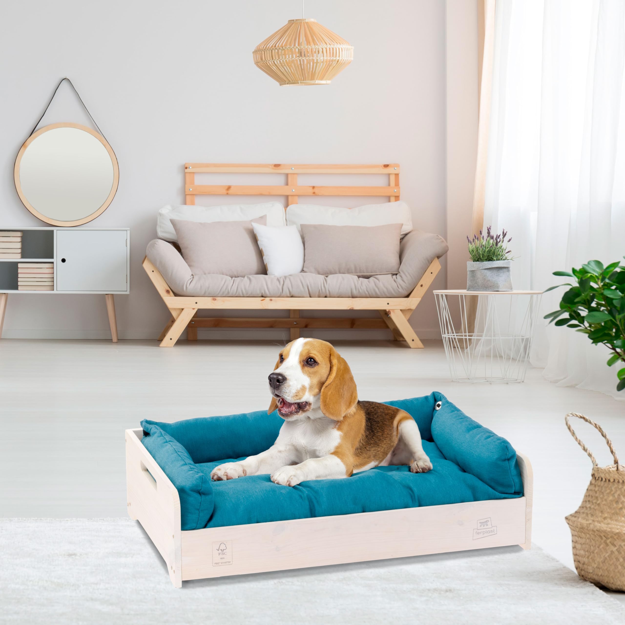 ferplast-hall-hundebett-katzenbett-aus-fsc-holz-mit-kissen-67-x-43-x-h-17-cm image 3
