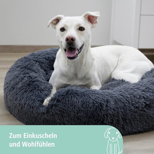 kerbl-pet-kuschelbett-fluffy-rund-hundebett-und-katzenbett-grau-60-cm-x-h-18-cm image 8