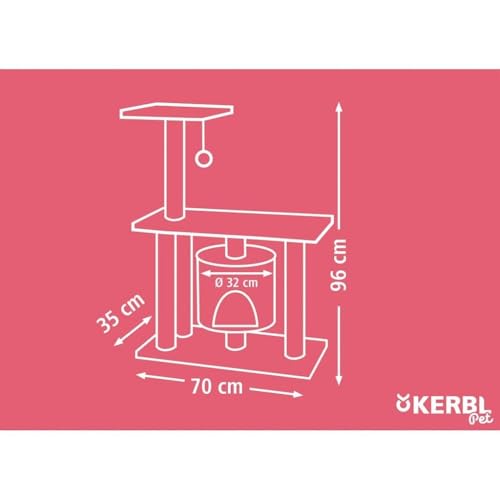 kerbl-pet-kratzbaum-jade-pro-96-cm-braun-beige-holz-pl-sch-sisal-mit-spielball image 7