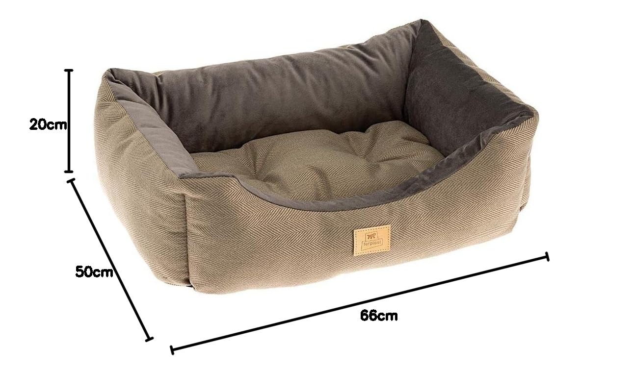 ferplast-chester-60-hundebett-katzenbett-sofa-braun-tweed-samt-66-x-50-x-h-20-cm image 2