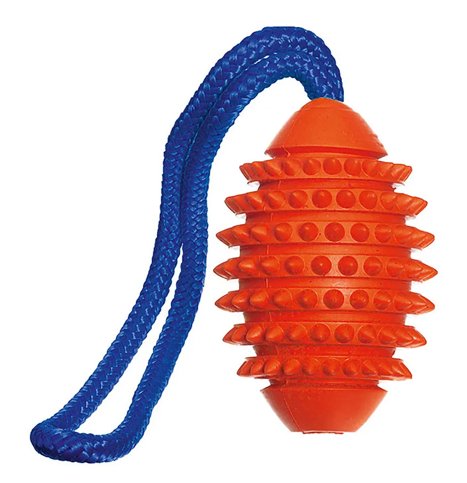 karlie-ruffus-vollgummi-aqua-football-41-cm-orange-mit-kordel image 1