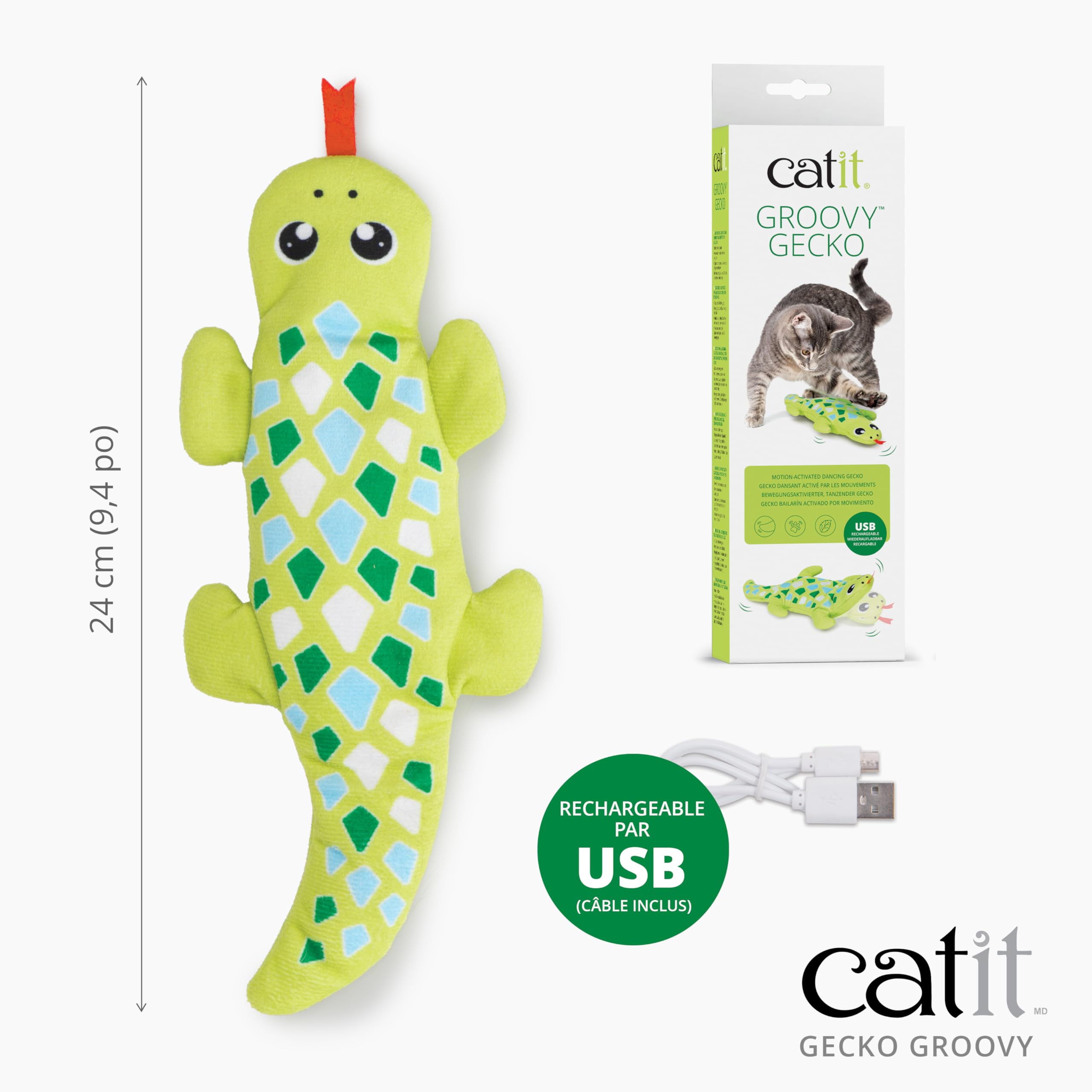 catit-groovy-mini-gecko-green-bewegliches-katzenspielzeug-mit-katzenminze-usb-c image 2