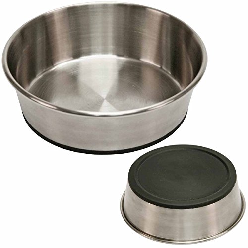 kerbl-pet-edelstahlnapf-425-ml-13-5x4-5-cm-silber-schwarz-rutschfester-fressnapf image 6