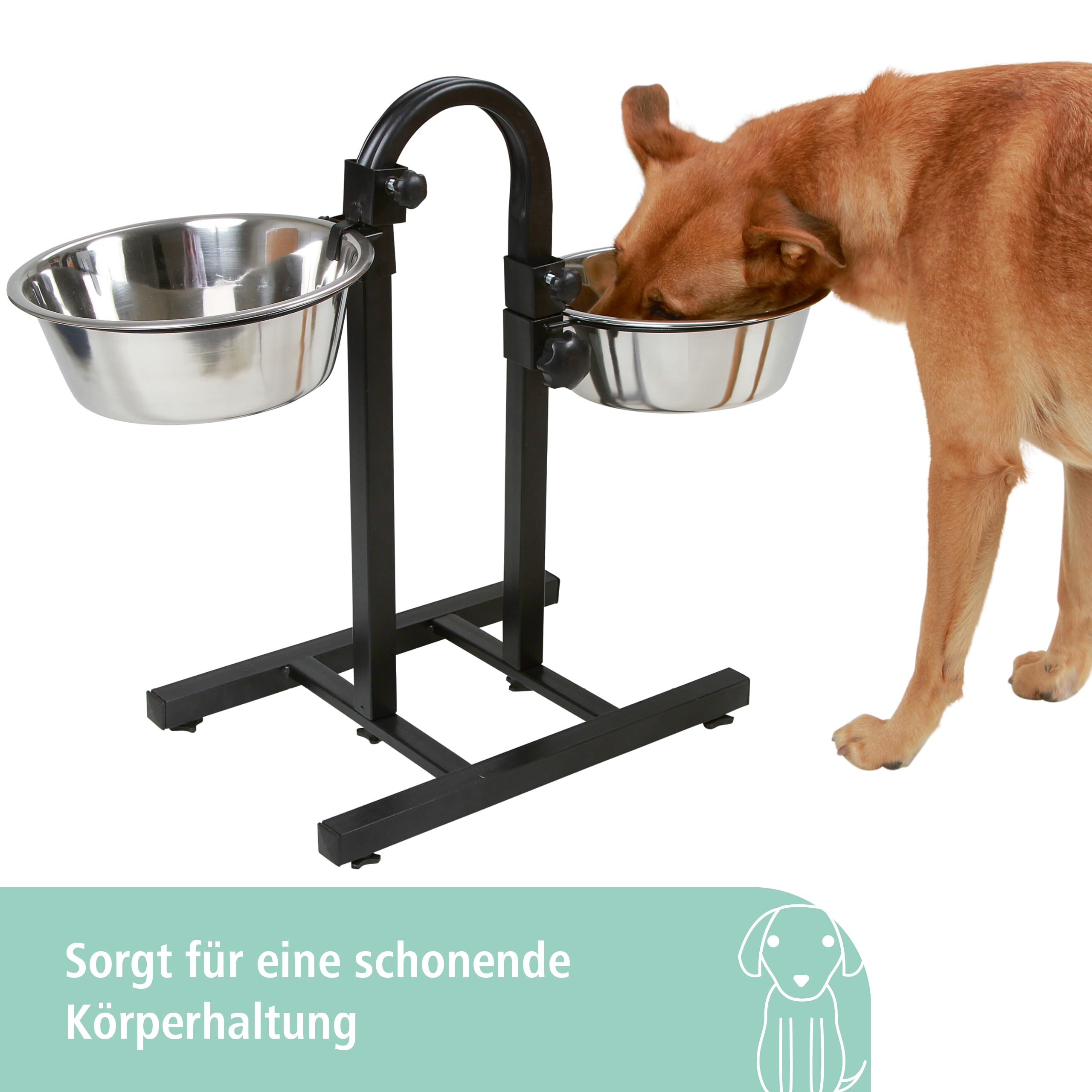 kerbl-pet-futterbar-mit-2x2800ml-edelstahln-pfen-h-henverstellbar-bis-45-cm image 4