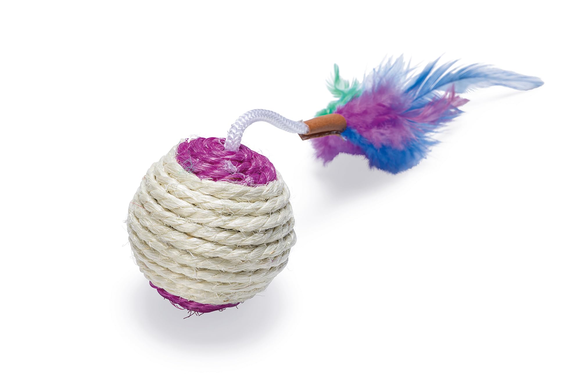 karlie-spielb-lle-mit-feder-und-rassel-katzenspielzeug-sisal-6-cm-sortiert image 2