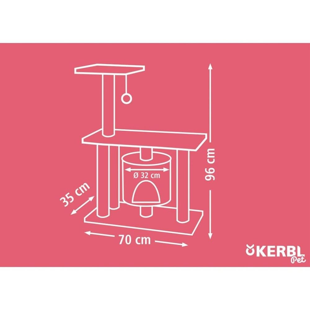kerbl-pet-kratzbaum-jade-pro-96-cm-braun-beige-holz-pl-sch-sisal-mit-spielball image 3