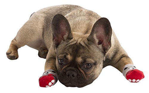kerbl-pet-hundesocken-bruno-s-grau-rot-4er-set-mit-gummisohle image 8
