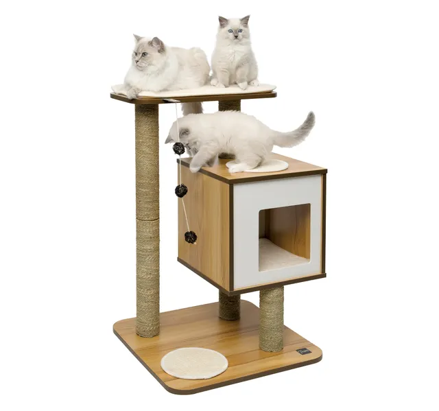 catit-vesper-base-katzenm-bel-kubus-h-hle-mit-plattform-walnuss image 1