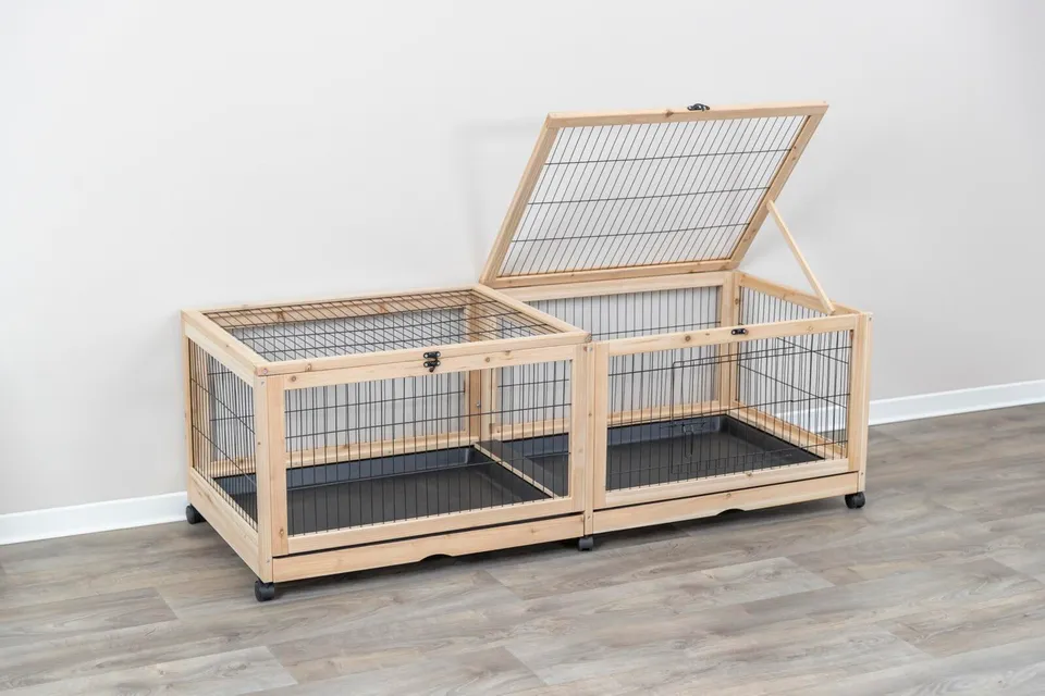trixie-indoor-gehege-kleintiergehege-150-x-50-x-60-cm-mit-metallt-r-und-rollen image 1