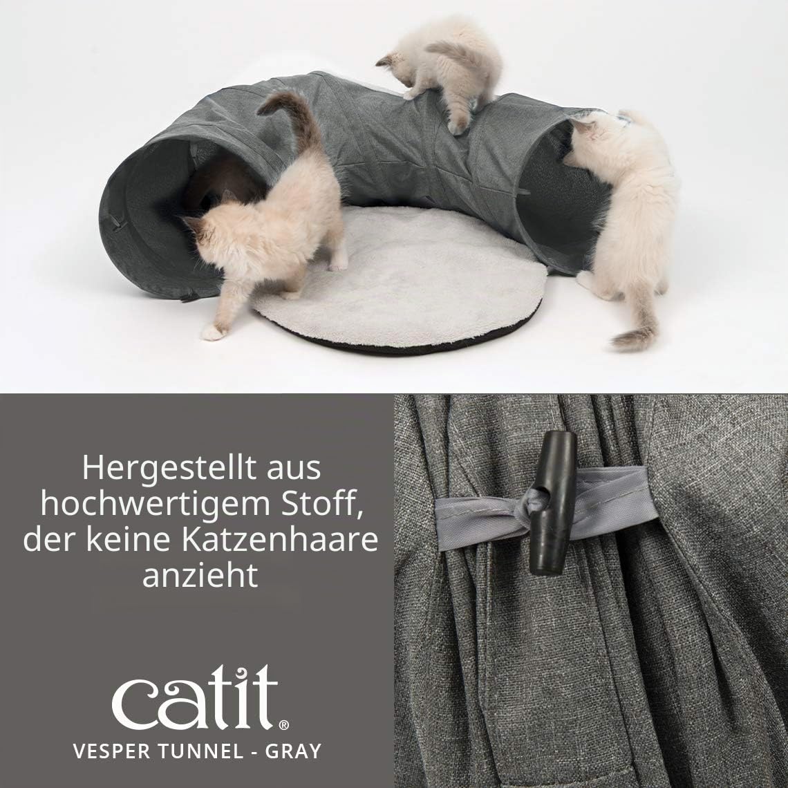 catit-vesper-tunnel-katzenm-bel-mit-schlafkissen-grau image 2