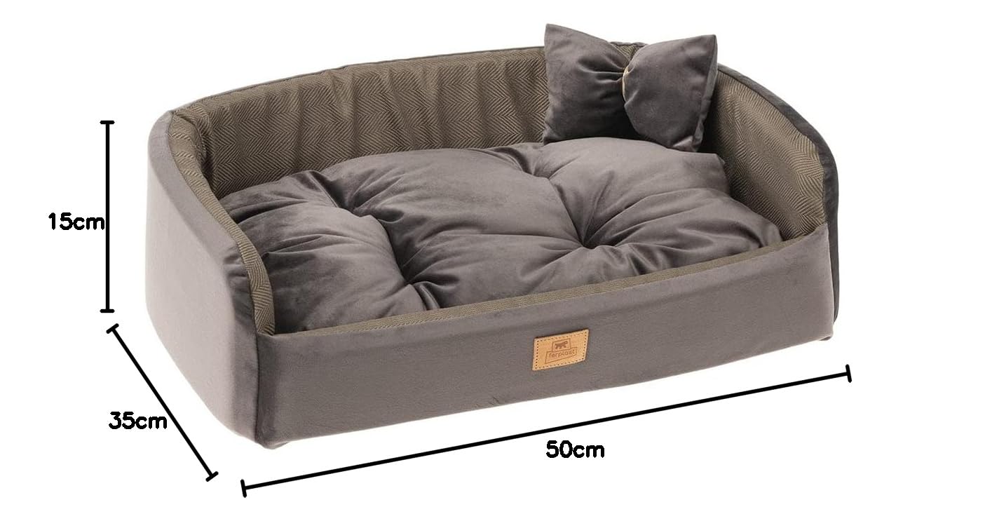 ferplast-harris-50-hundebett-katzenbett-tweed-samt-braun-50-x-35-x-h-15-cm image 2