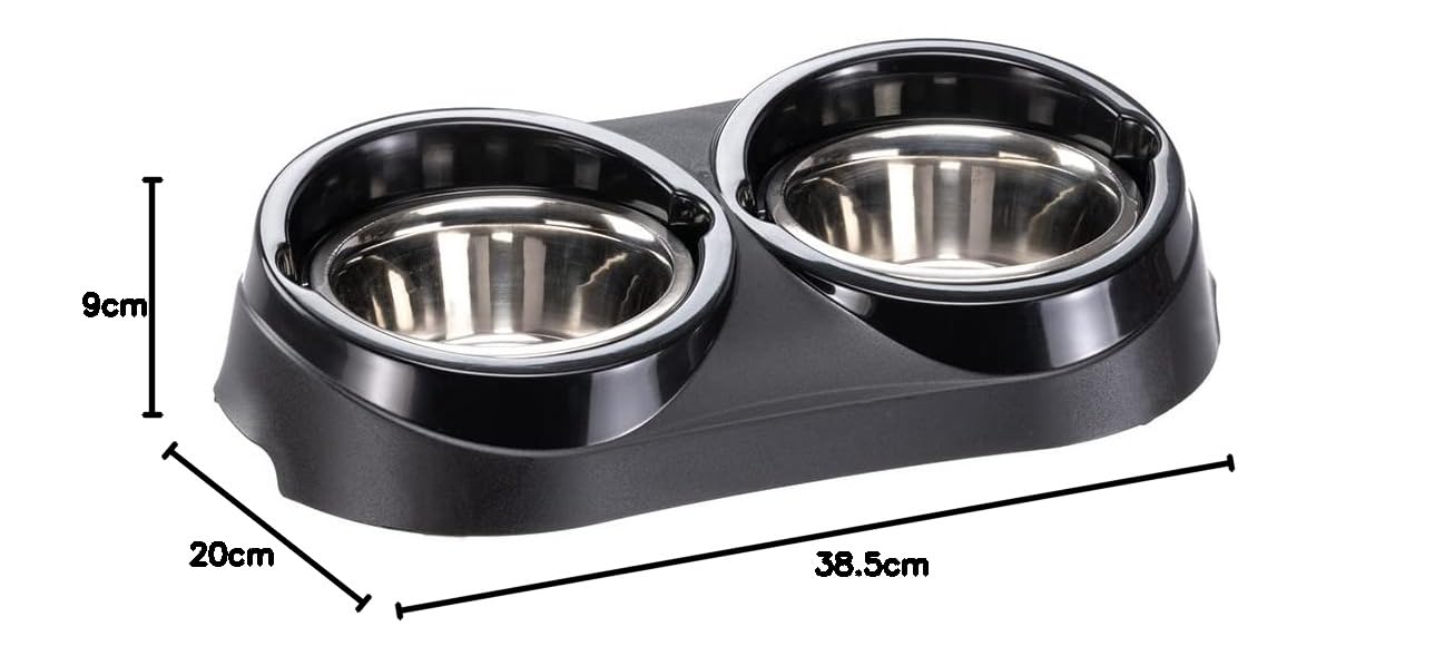 ferplast-duo-feed-doppelnapf-mit-2-edelstahlschalen-1-liter-grau-38-5x20x9-cm image 7