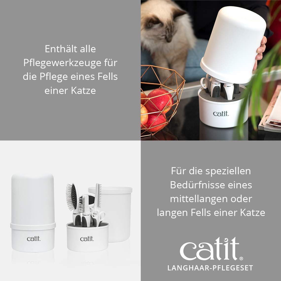 catit-langhaar-fellpflege-set-5-teilig-mit-aufbewahrungsbox image 4