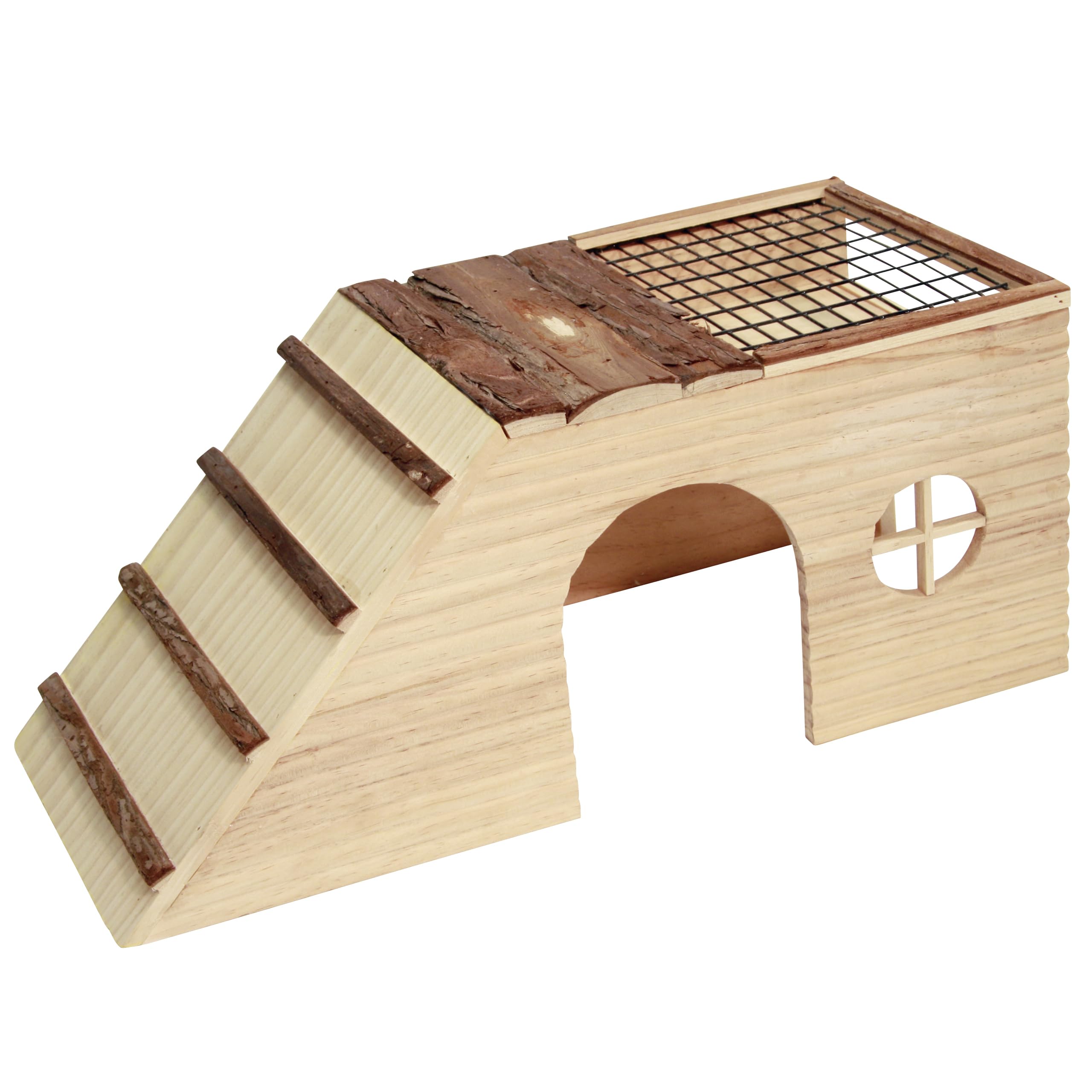 kerbl-pet-nagerhaus-mit-rampe-nature-48-x-22-x-20-cm-holz-vormontiert-mit-dachga image 1