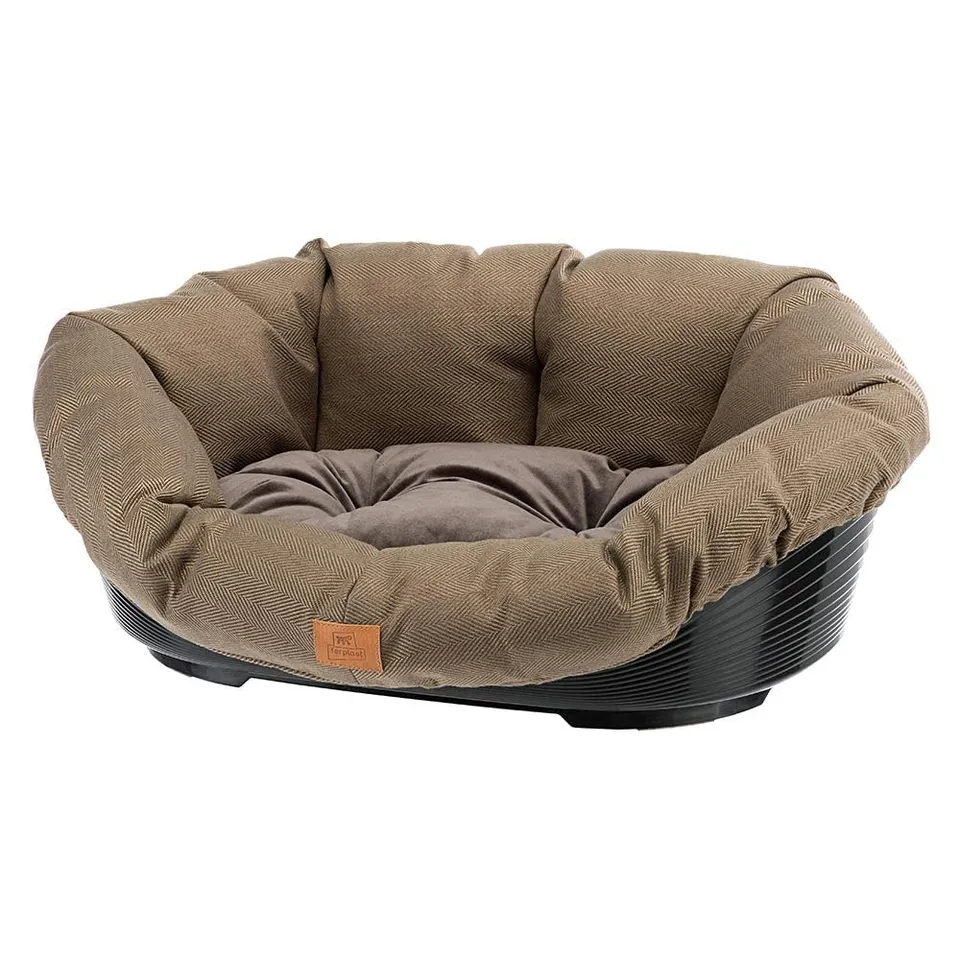 ferplast-sofa-2-tweed-hundebett-katzenbett-mit-kissen-52-x-39-x-h-21-cm-braun image 1