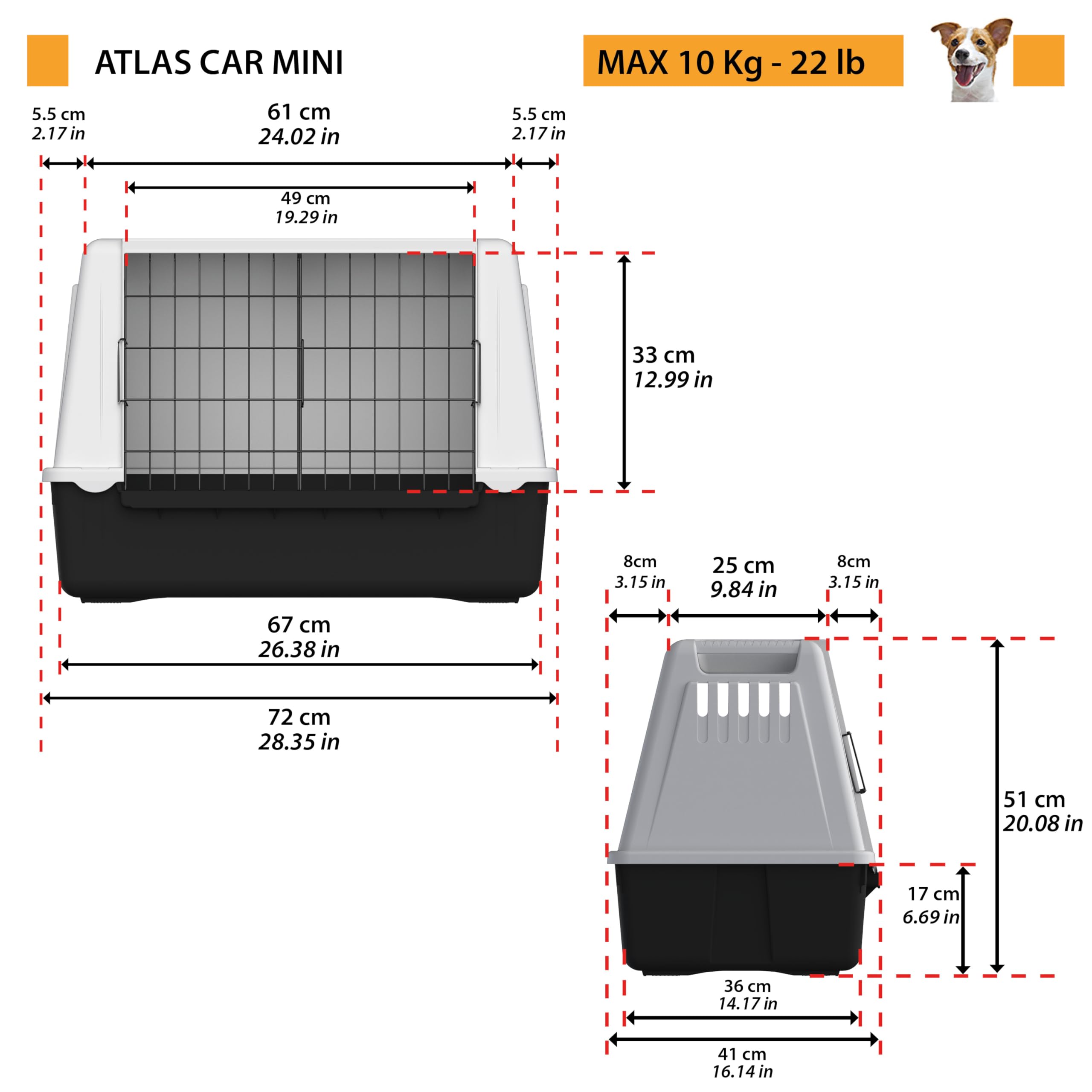ferplast-atlas-car-mini-hundebox-auto-mit-l-ftungsgitter-72-x-41-x-h-51-cm image 3
